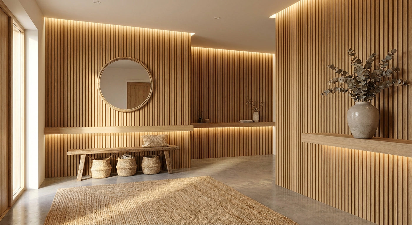 Wandpaneele aus Holz für den Eingangsbereich