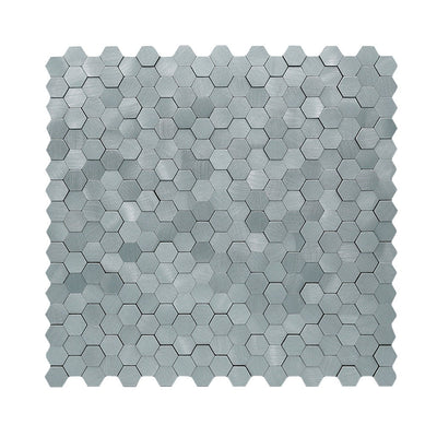 Selbstklebende Mosaikfliesen Metall | Mini Hexagon 3D Grau | 29,8×30,7 cm | Küche, Bad & WC