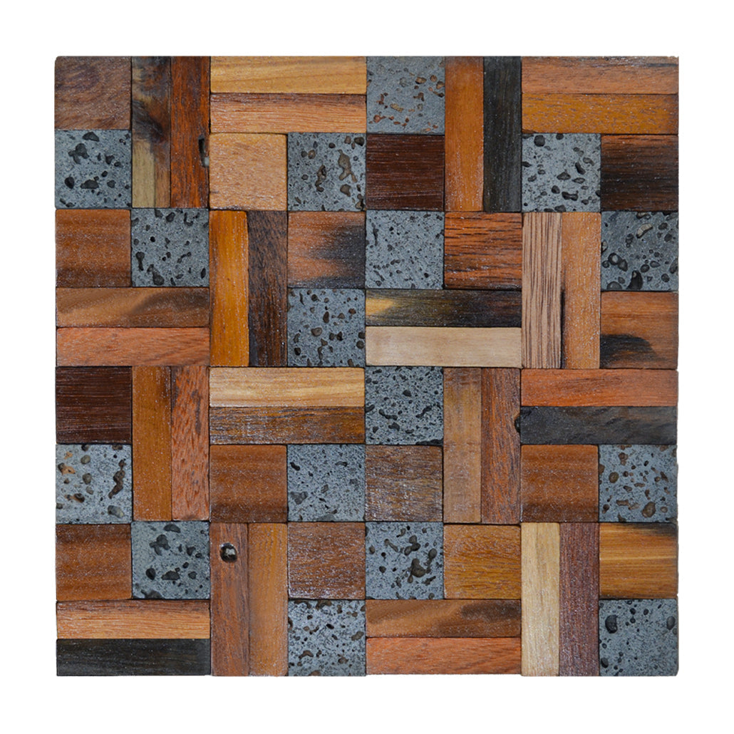 Holz Wandverkleidung Lava Mix Mosaik-Look 3D | 30×30 cm