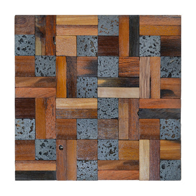 Holz Wandverkleidung Lava Mix Mosaik-Look 3D | 30×30 cm