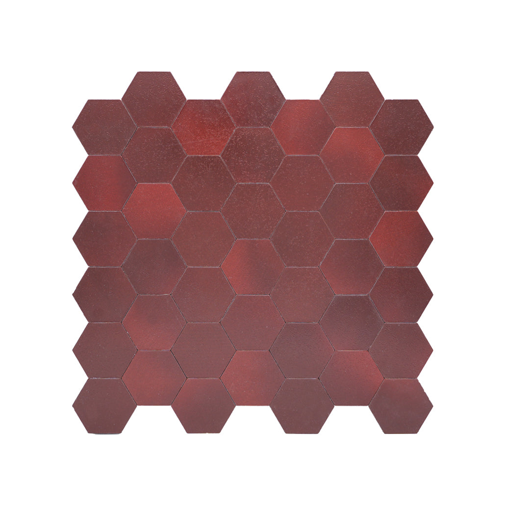 Selbstklebende Mosaikfliesen Metall | Hexagon Bordeaux | 28,8×29,2 cm | Küche, Bad & WC