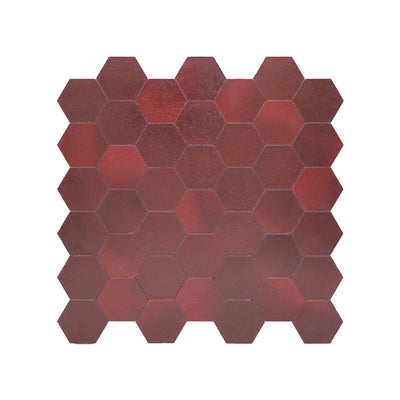 Selbstklebende Mosaikfliesen Metall | Hexagon Bordeaux | 28,8×29,2 cm | Küche, Bad & WC