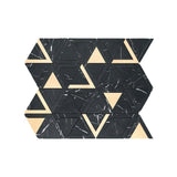 Selbstklebende Mosaikfliesen Metall | Dreieck Schwarz Gold | 28,7×33,1 cm | Küche, Bad & WC