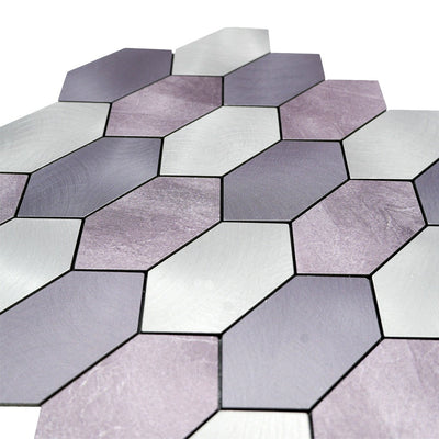 Selbstklebende Mosaikfliesen Metall | Picket Mauve | 30×30 cm | Küche, Bad & WC