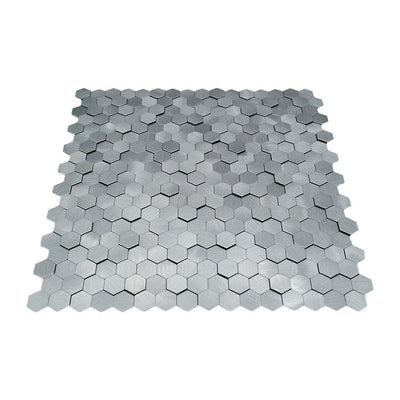 Selbstklebende Mosaikfliesen Metall | Mini Hexagon 3D Grau | 29,8×30,7 cm | Küche, Bad & WC
