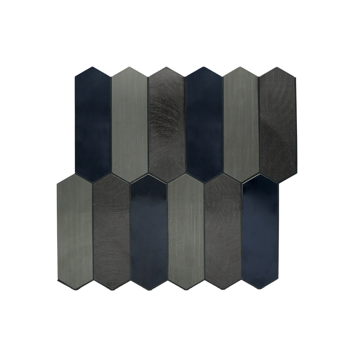 Selbstklebende Mosaikfliesen Metall | Picket Blau | 28,2×27,3 cm | Küche, Bad & WC