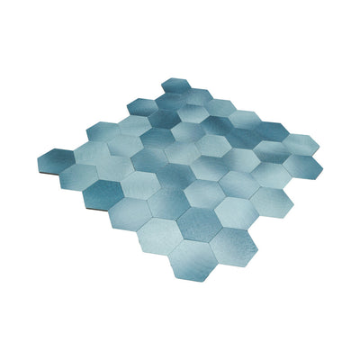 Selbstklebende Mosaikfliesen Metall | Hexagon Blau | 28,8×29,2 cm | Küche, Bad & WC