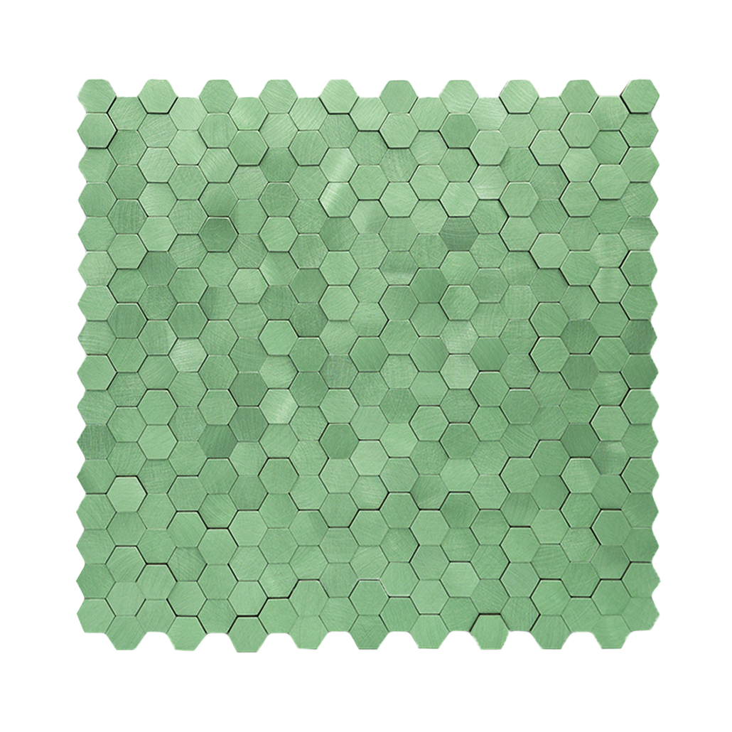Selbstklebende Mosaikfliesen Metall | Mini Hexagon 3D Pastellgrün | 29,8×30,7 cm | Küche, Bad & WC