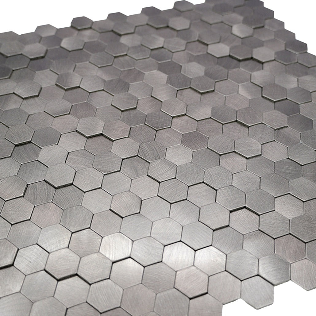 Selbstklebende Mosaikfliesen Metall | Mini Hexagon 3D Anthrazit | 29,8×30,7 cm | Küche, Bad & WC