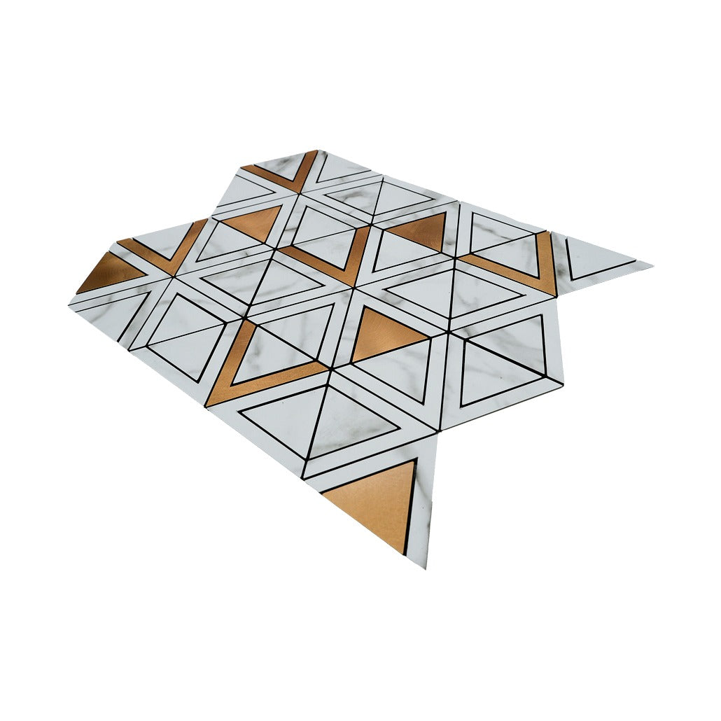 Selbstklebende Mosaikfliesen Metall | Dreieck Gold | 28,7×33,1 cm | Küche, Bad & WC