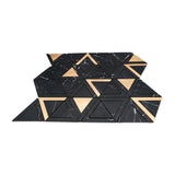 Selbstklebende Mosaikfliesen Metall | Dreieck Schwarz Gold | 28,7×33,1 cm | Küche, Bad & WC