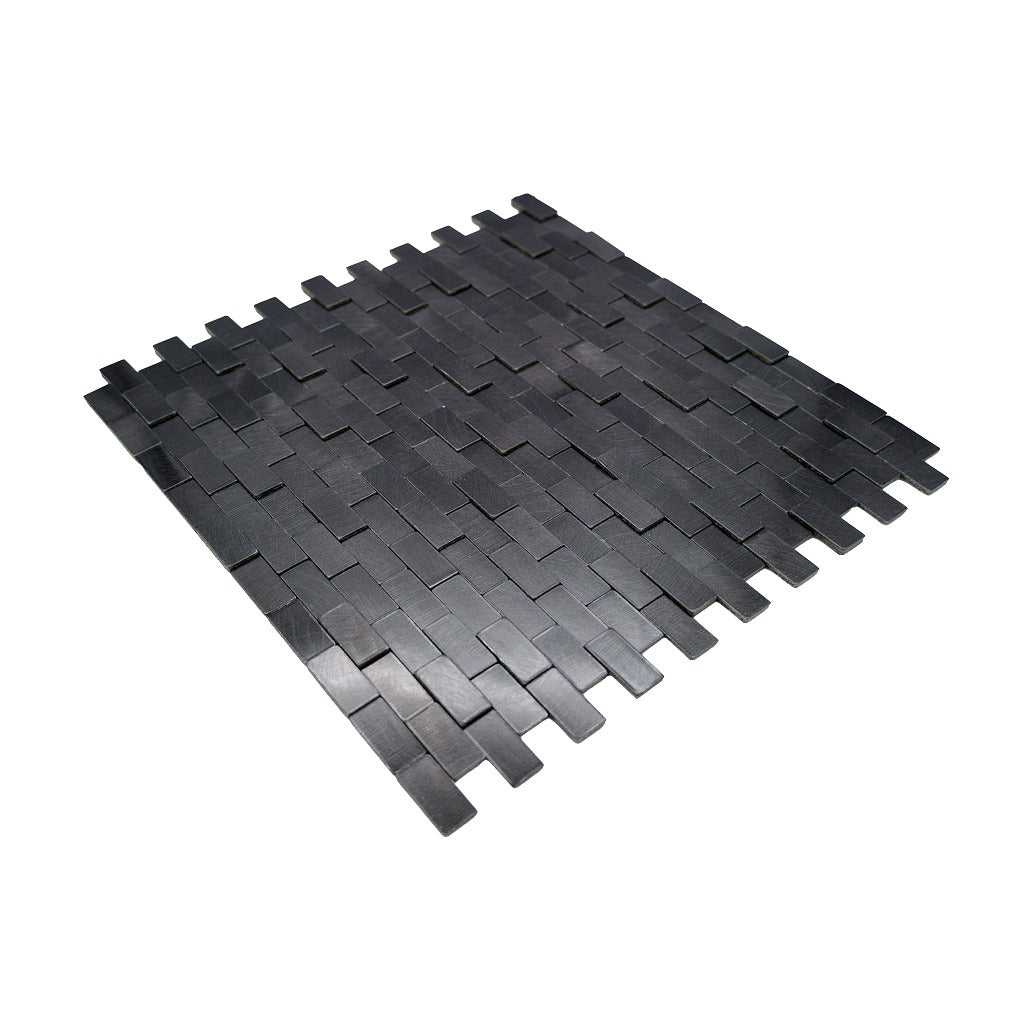 Selbstklebende Mosaikfliesen Metall | Riemchen 3D Graphit | 30×29,8 cm | Küche, Bad & WC