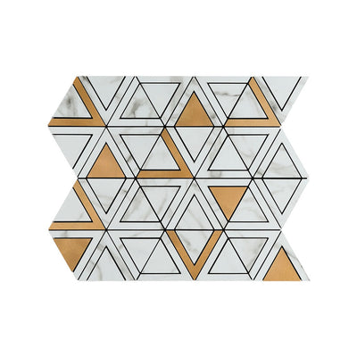 Selbstklebende Mosaikfliesen Metall | Dreieck Gold | 28,7×33,1 cm | Küche, Bad & WC