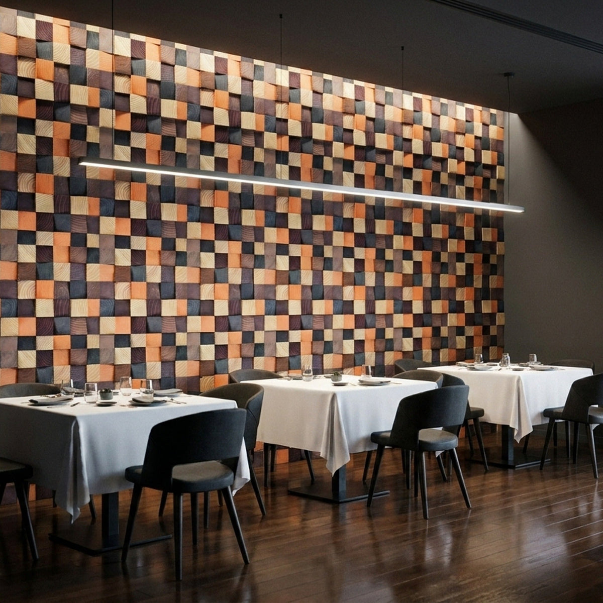 Holz Wandverkleidung Bold Pine Mosaik-Look 3D | 30×30 cm