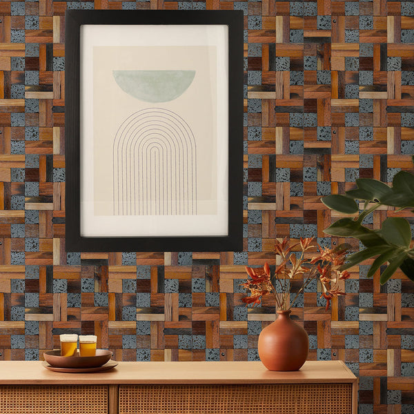 Holz Mosaikpaneele | Lava Mix | 30×30 cm | Holzfliese