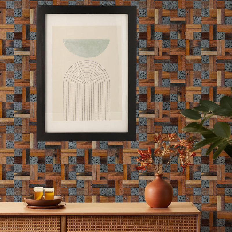 Holz Mosaikpaneele | Lava Mix | 30×30 cm | Holzfliese