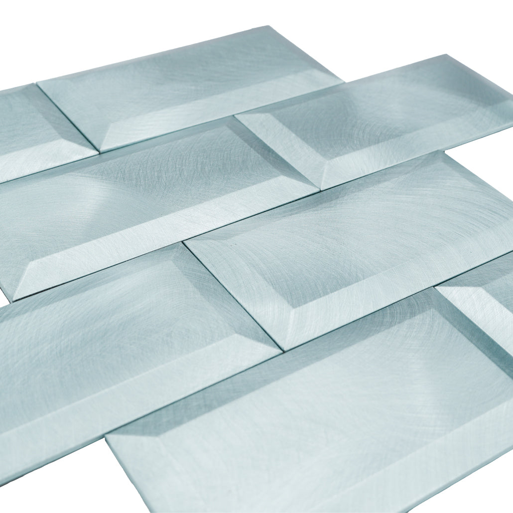 Selbstklebende Mosaikfliesen Metall | Metro 3D Blau | 30,5×30,5 cm | Küche, Bad & WC