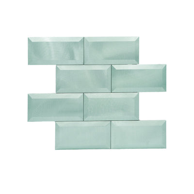 Selbstklebende Mosaikfliesen Metall | Metro 3D Pastellgrün | 30,5×30,5 cm | Küche, Bad & WC