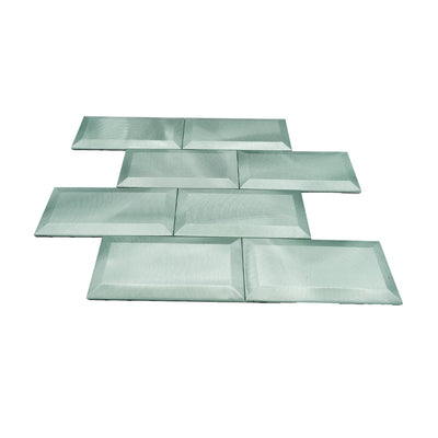 Selbstklebende Mosaikfliesen Metall | Metro 3D Pastellgrün | 30,5×30,5 cm | Küche, Bad & WC