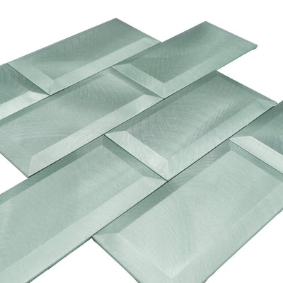 Selbstklebende Mosaikfliesen Metall | Metro 3D Pastellgrün | 30,5×30,5 cm | Küche, Bad & WC