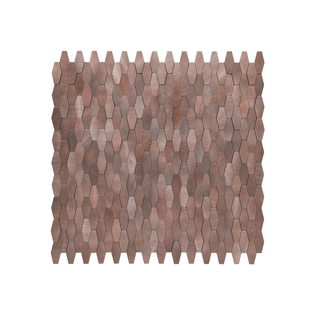 Selbstklebende Mosaikfliesen Metall | Picket 3D Dunkelkupfer | 31×30 cm | Küche, Bad & WC