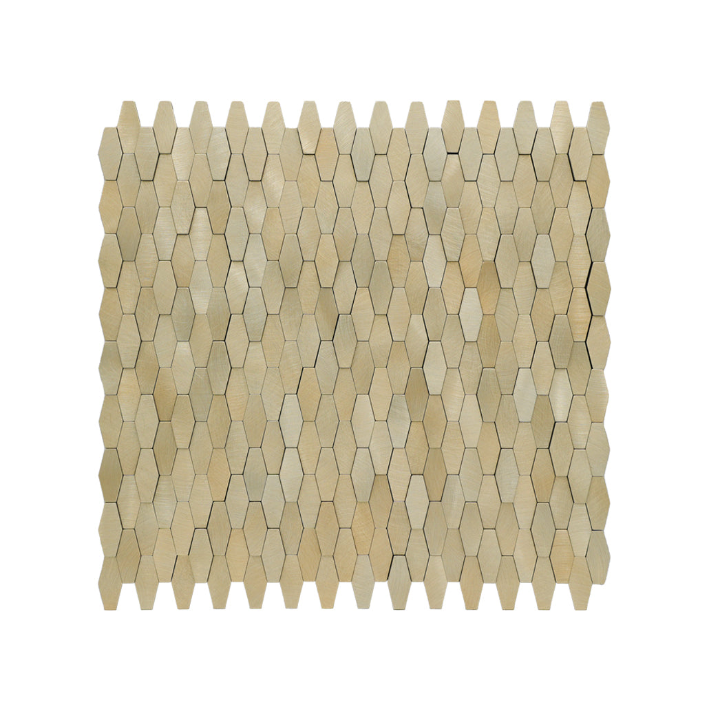 Selbstklebende Mosaikfliesen Metall | Picket 3D Gold | 31×30 cm | Küche, Bad & WC