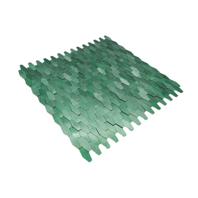 Selbstklebende Mosaikfliesen Metall | Picket 3D Dunkelgrün | 31×30 cm | Küche, Bad & WC