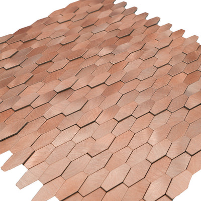Selbstklebende Mosaikfliesen Metall | Picket 3D Lachs | 31×30 cm | Küche, Bad & WC