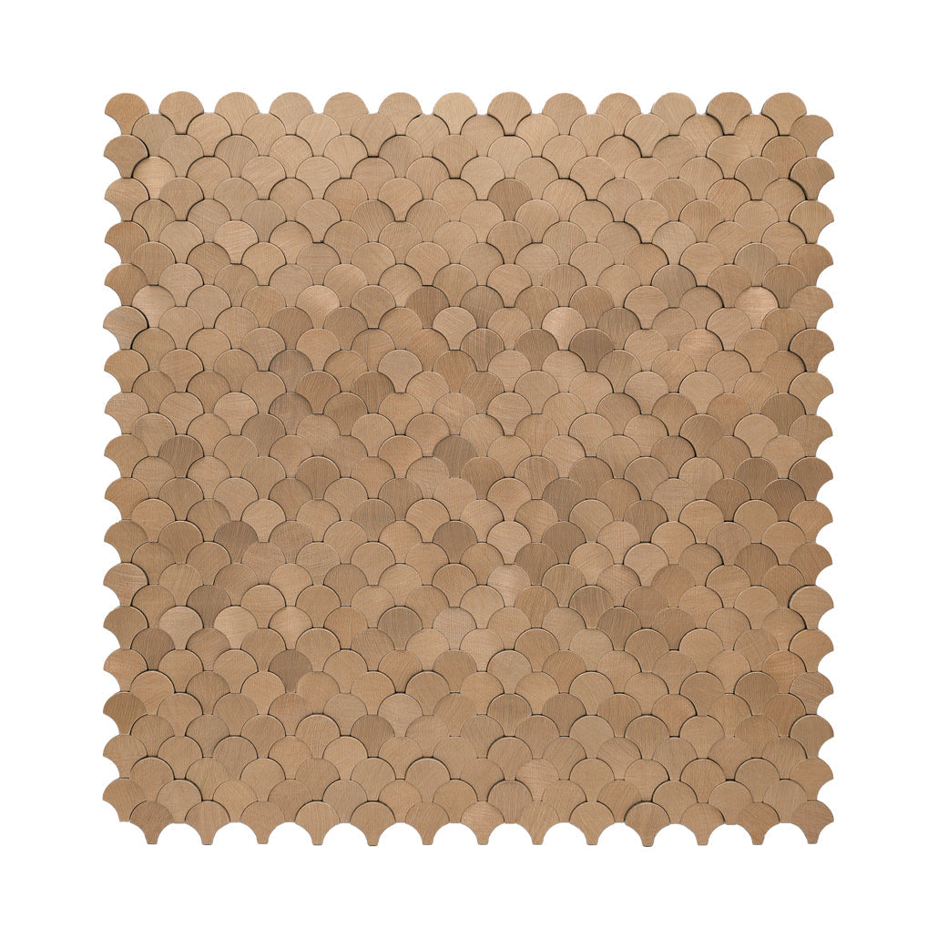 Selbstklebende Mosaikfliesen Metall | Fischschuppe 3D Kupfer | 28,8×29,8 cm | Küche, Bad & WC