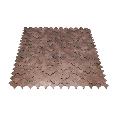 Selbstklebende Mosaikfliesen Metall | Fischschuppe 3D Dunkelkupfer | 28,8×29,8 cm | Küche, Bad & WC