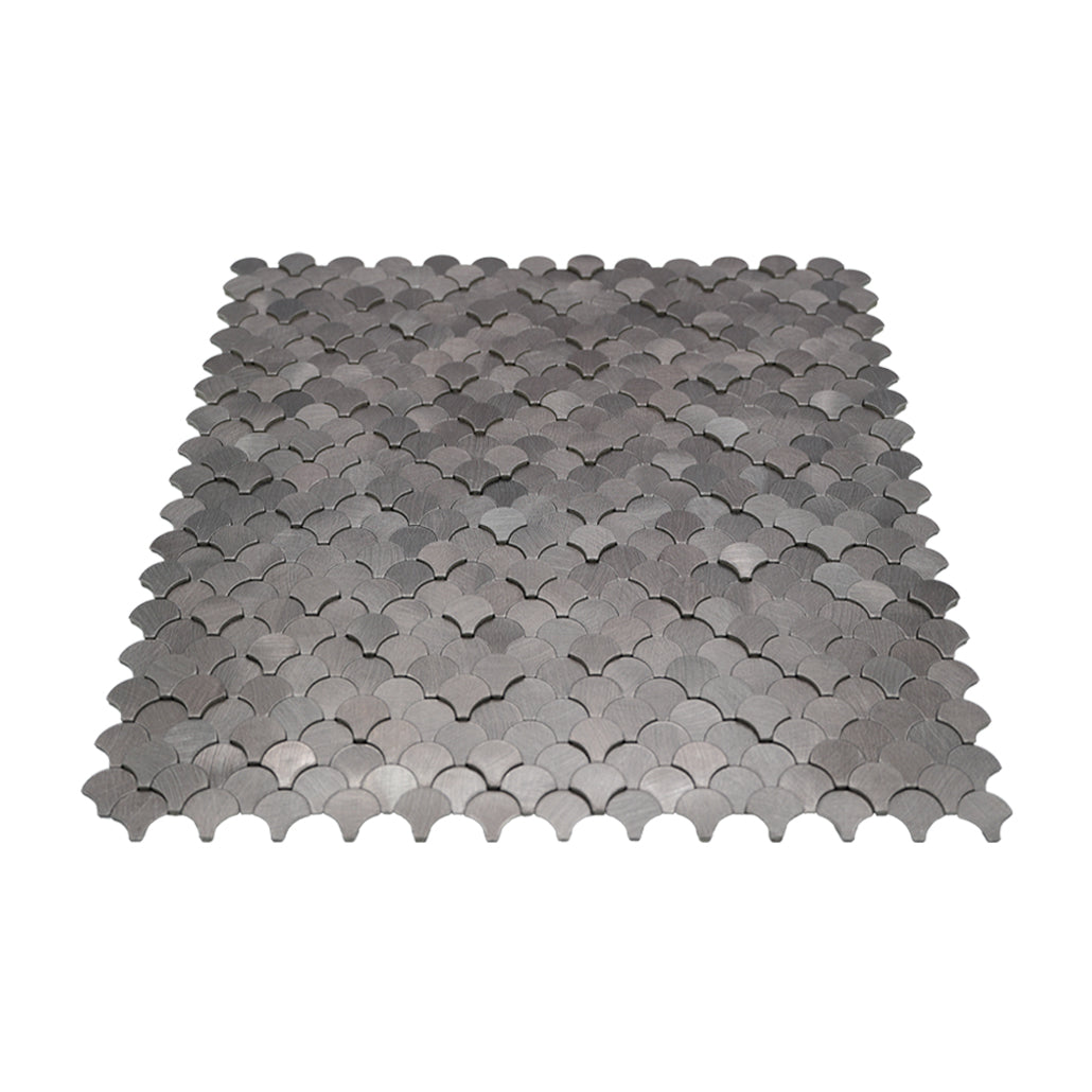 Selbstklebende Mosaikfliesen Metall | Fischschuppe 3D Anthrazit | 28,8×29,8 cm | Küche, Bad & WC