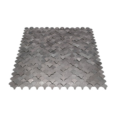 Selbstklebende Mosaikfliesen Metall | Fischschuppe 3D Anthrazit | 28,8×29,8 cm | Küche, Bad & WC