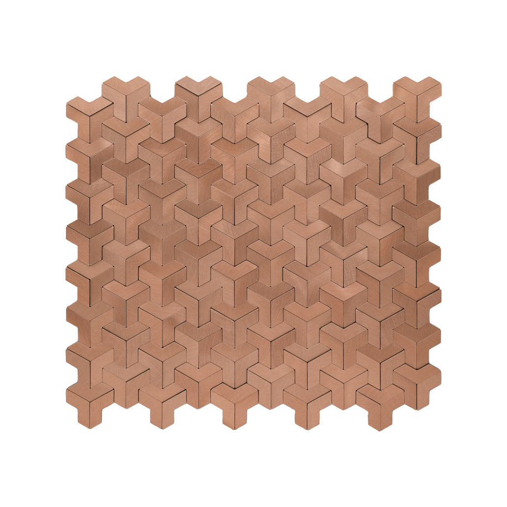 Selbstklebende Mosaikfliesen Metall | Trifold 3D Kupfer | 30,3×28 cm | Küche, Bad & WC
