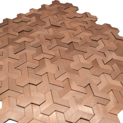 Selbstklebende Mosaikfliesen Metall | Trifold 3D Kupfer | 30,3×28 cm | Küche, Bad & WC