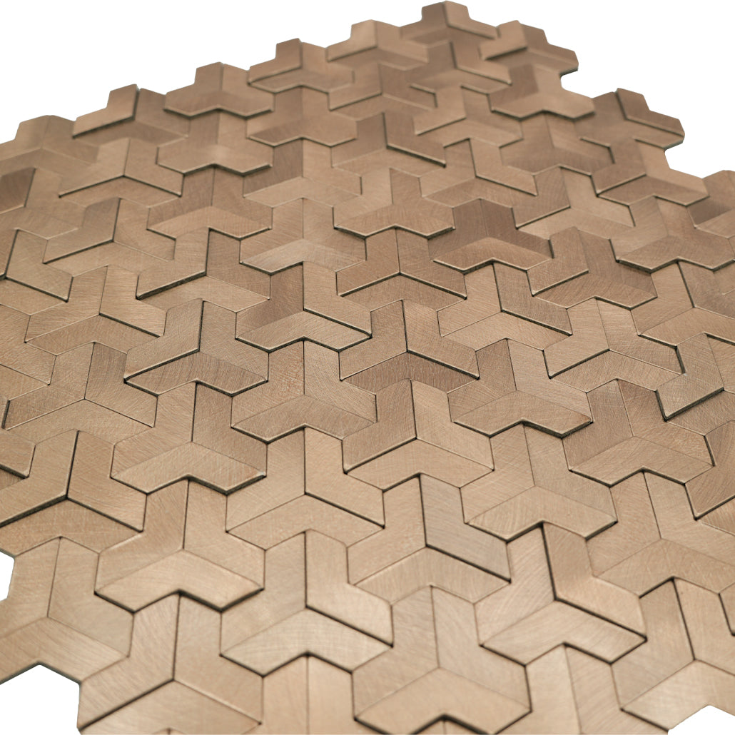Selbstklebende Mosaikfliesen Metall | Trifold 3D Natur | 30,3×28 cm | Küche, Bad & WC