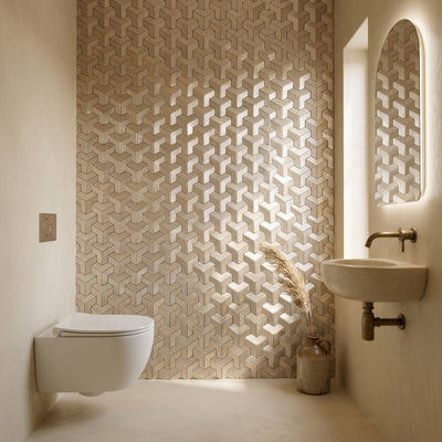 Selbstklebende Mosaikfliesen Metall | Trifold 3D Natur | 30,3×28 cm | Küche, Bad & WC