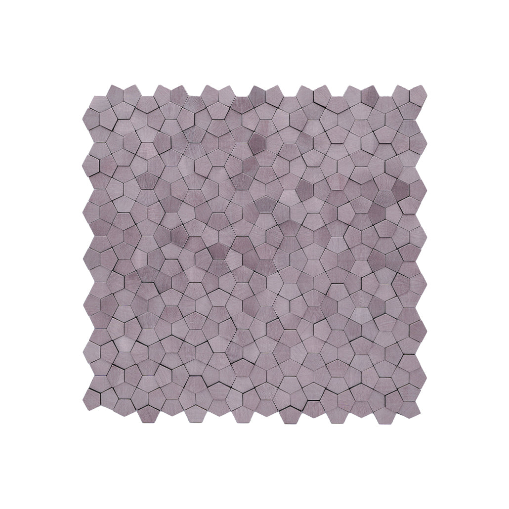 Selbstklebende Mosaikfliesen Metall | Pentagon 3D Rosa | 28,2×28,2 cm | Küche, Bad & WC