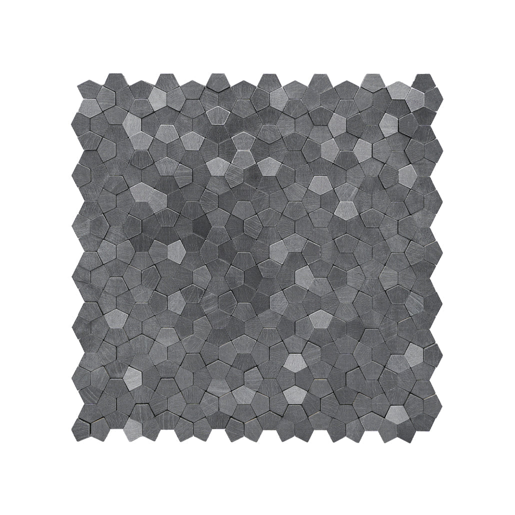 Selbstklebende Mosaikfliesen Metall | Pentagon 3D Anthrazit | 28,2×28,2 cm | Küche, Bad & WC