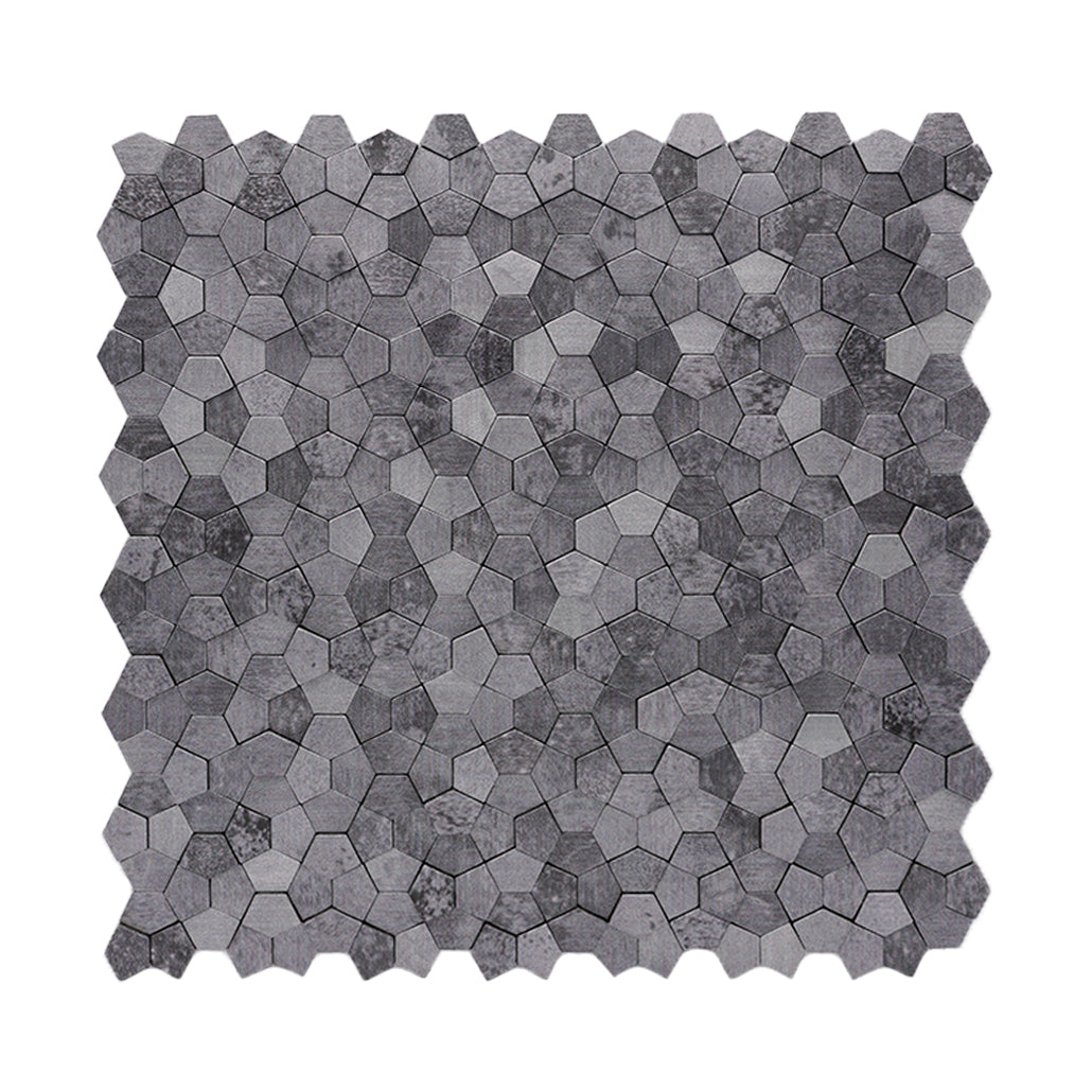 Selbstklebende Mosaikfliesen Metall | Pentagon 3D Grau | 28,2×28,2 cm | Küche, Bad & WC