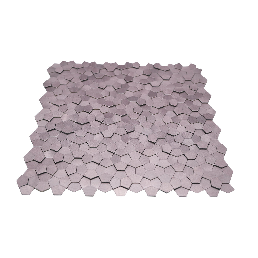 Selbstklebende Mosaikfliesen Metall | Pentagon 3D Rosa | 28,2×28,2 cm | Küche, Bad & WC