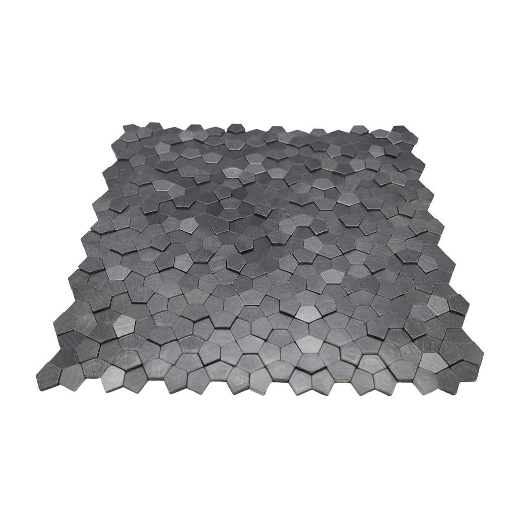 Selbstklebende Mosaikfliesen Metall | Pentagon 3D Anthrazit | 28,2×28,2 cm | Küche, Bad & WC
