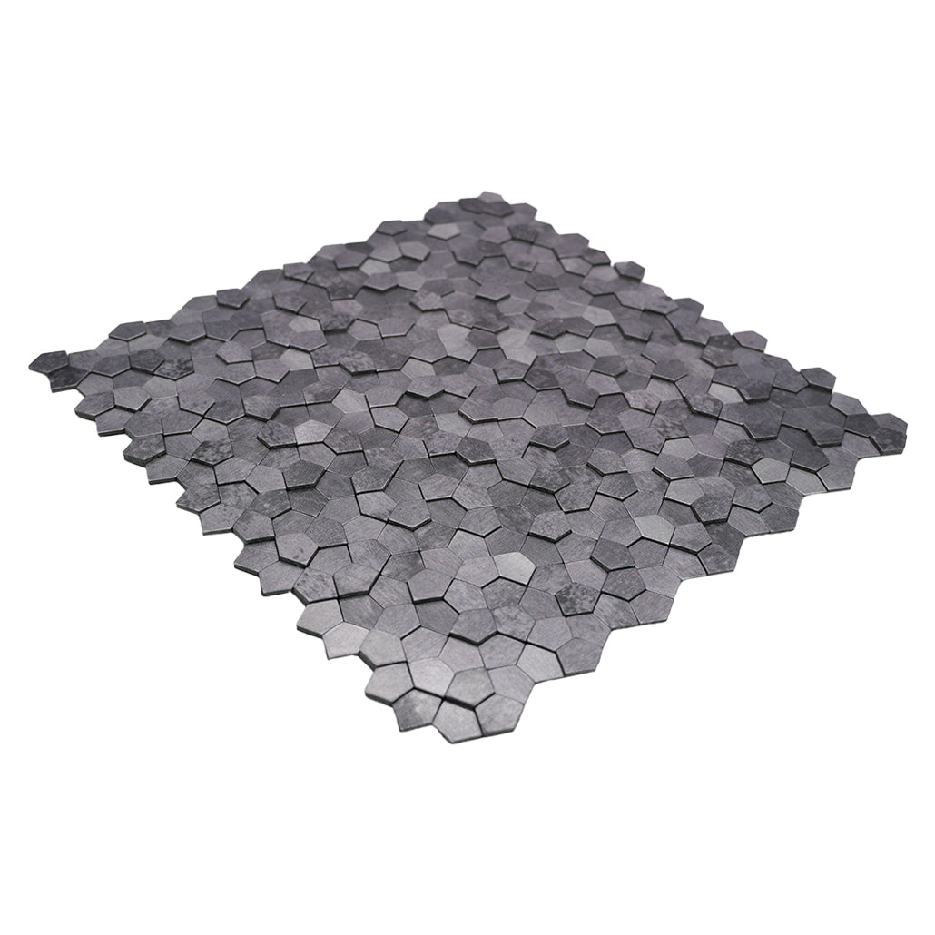 Selbstklebende Mosaikfliesen Metall | Pentagon 3D Grau | 28,2×28,2 cm | Küche, Bad & WC
