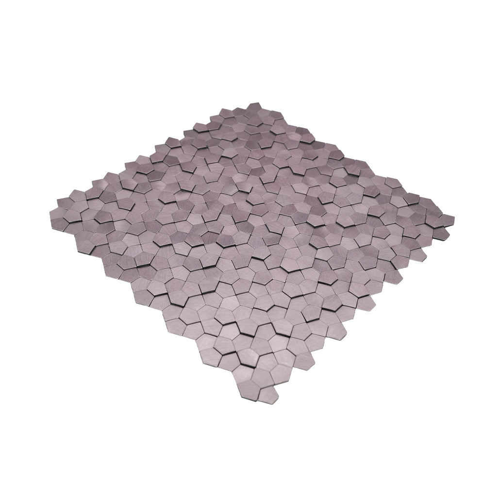 Selbstklebende Mosaikfliesen Metall | Pentagon 3D Rosa | 28,2×28,2 cm | Küche, Bad & WC