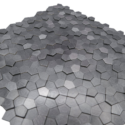 Selbstklebende Mosaikfliesen Metall | Pentagon 3D Anthrazit | 28,2×28,2 cm | Küche, Bad & WC