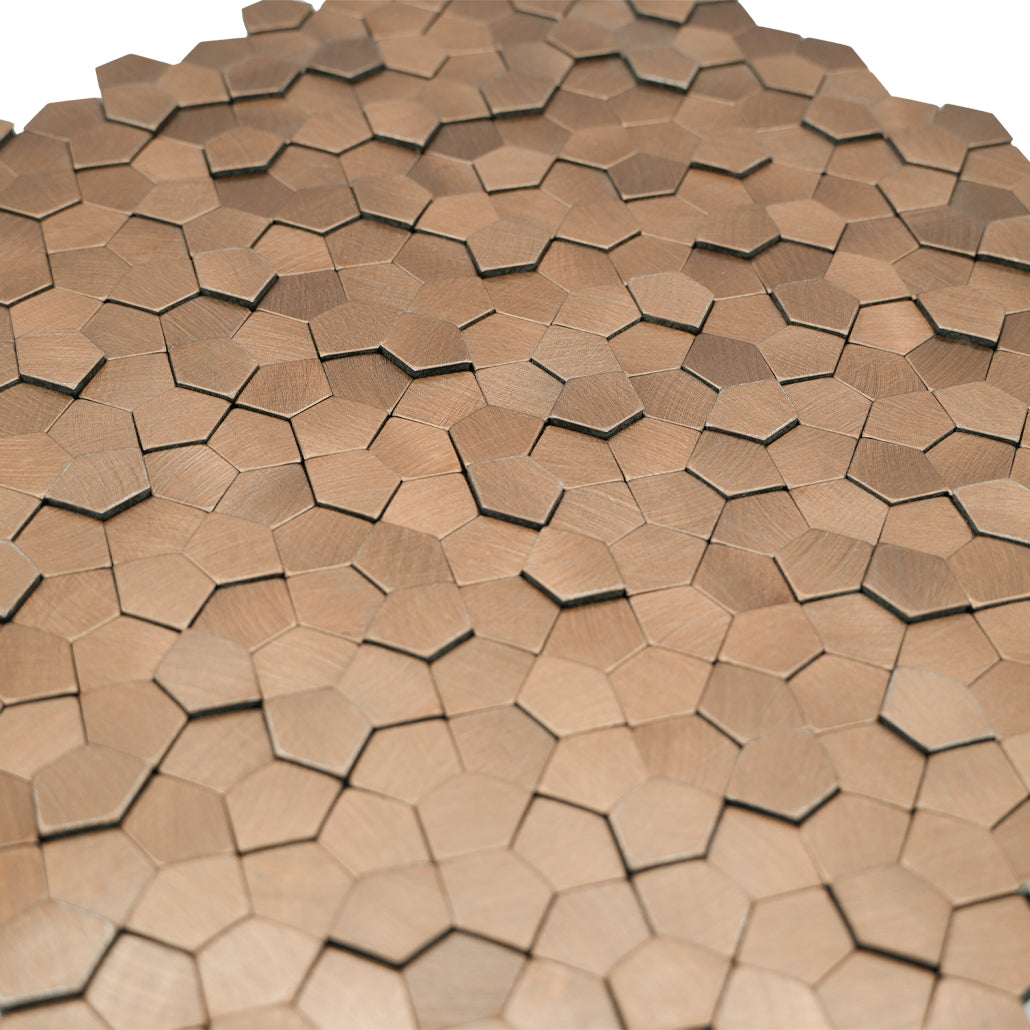 Selbstklebende Mosaikfliesen Metall | Pentagon 3D Lachs | 28,2×28,2 cm | Küche, Bad & WC
