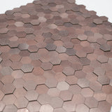 Selbstklebende Mosaikfliesen Metall | Mini Hexagon 3D Dunkelkupfer | 29,8×30,7 cm | Küche, Bad & WC