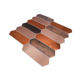 Selbstklebende Mosaikpaneele | Picket Braun | 28,2×27,3 cm | Metall