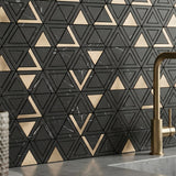 Selbstklebende Mosaikpaneele | Dreieck Schwarz | 28,7×33,1 cm | Metall