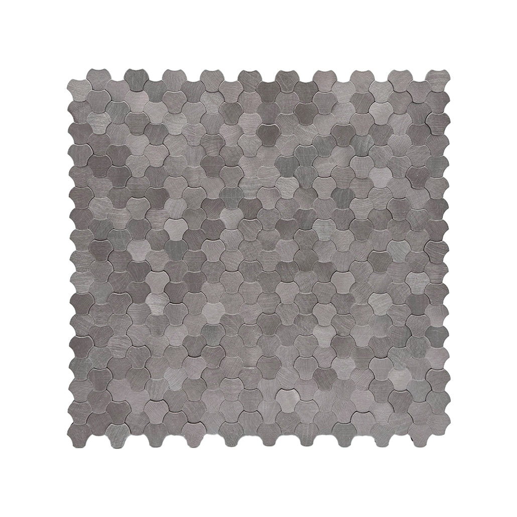 Selbstklebende Mosaikfliesen Metall | Dreipass 3D Anthrazit | 30,5×29,6 cm | Küche, Bad & WC