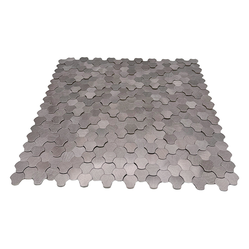 Selbstklebende Mosaikfliesen Metall | Dreipass 3D Anthrazit | 30,5×29,6 cm | Küche, Bad & WC